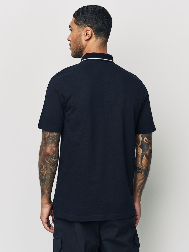 adidas Black Essentials Small Logo Piqué Polo Shirt - Image 3 of 5