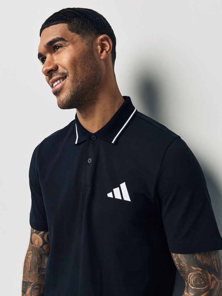adidas Black Essentials Small Logo Piqué Polo Shirt - Image 4 of 5