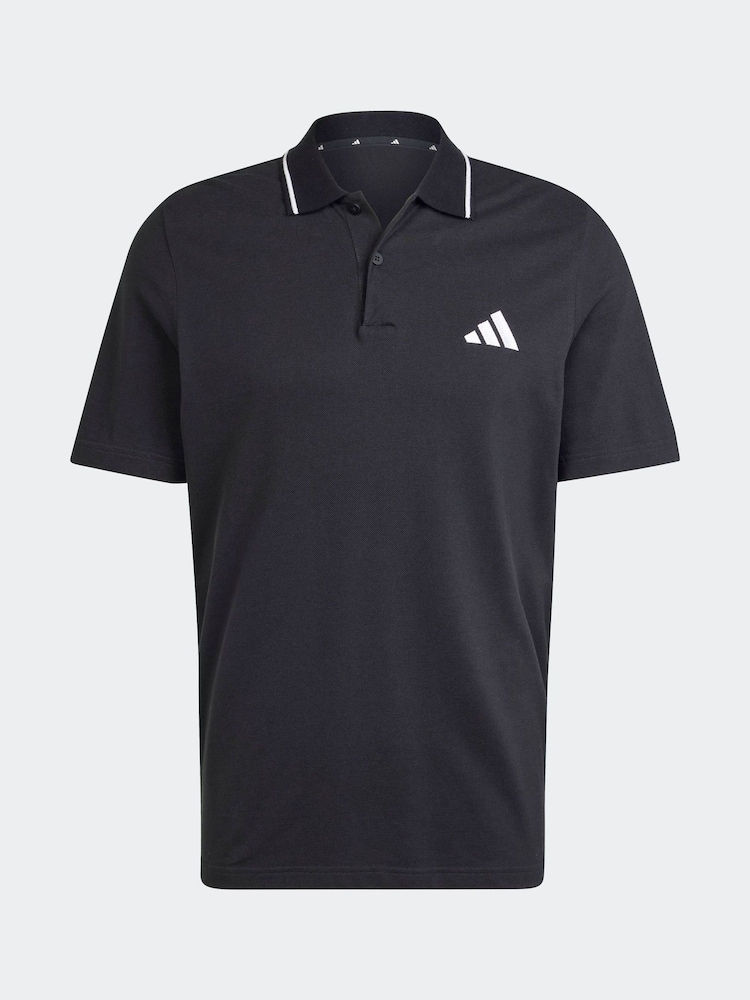 أسود - قميص بولو بيكيه بشعار صغير من adidas - صورة 5 من 5