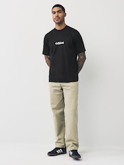 adidas Black Single Essentials Linear 100% Cotton Jersey T-Shirt - Image 2 of 5