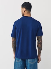 adidas Blue Essentials Linear Single Jersey 100% Cotton T-Shirt - Image 3 of 4