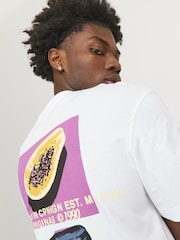 JACK & JONES White 100% Cotton Graphic Back Print T-Shirt - Image 1 of 5
