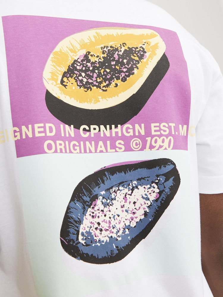 JACK & JONES White 100% Cotton Graphic Back Print T-Shirt - Image 5 of 5