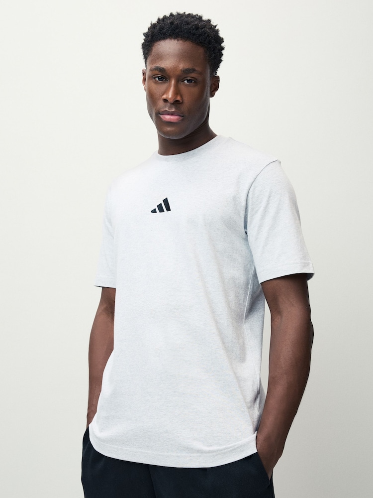 adidas Grey Essentials Small Logo Single Jersey T-Shirt - Image 1 of 1