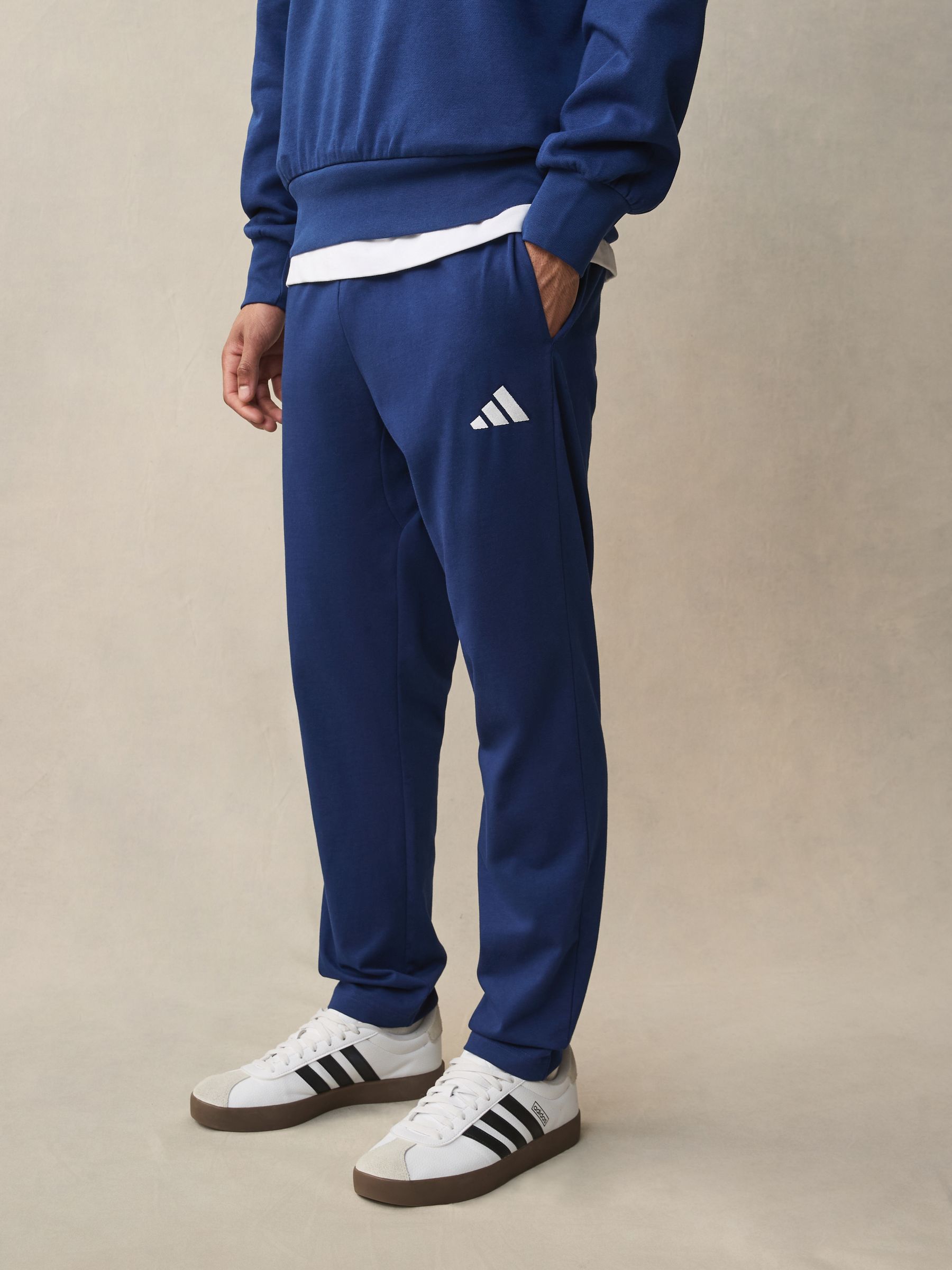 Vintage Adidas Mens XL Spell Out Striped Wide Leg Sweatpants Pants Navy Blue