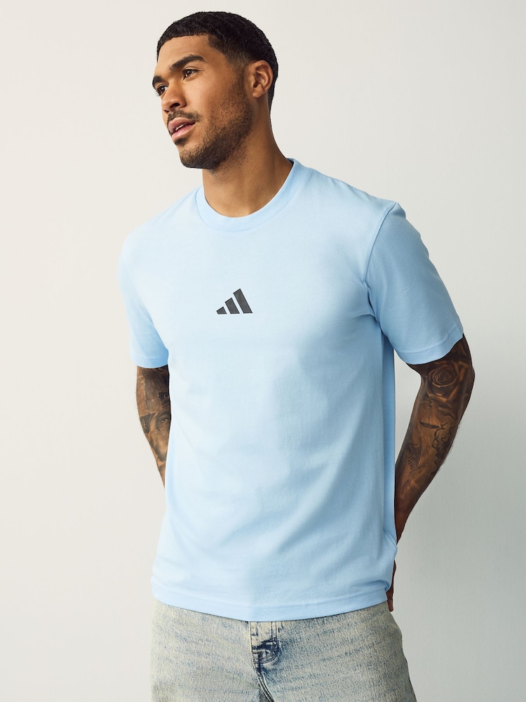 adidas Blue 100% Cotton T-Shirt - Image 1 of 5