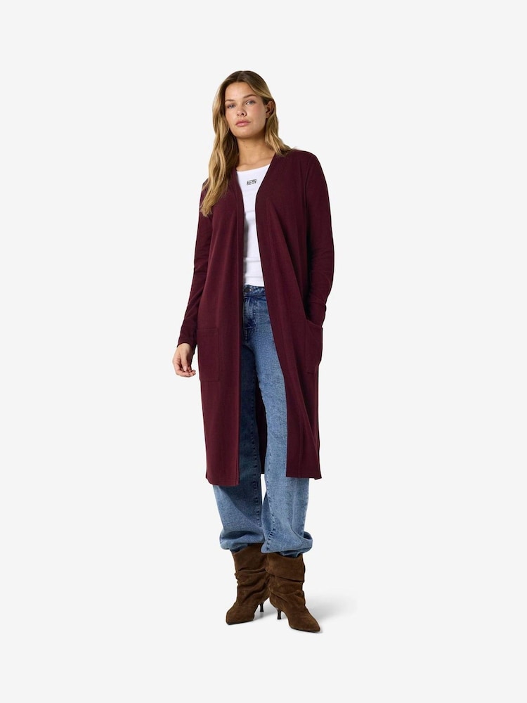 NOISY MAY Red Cosy Longline Soft Cardigan - Image 1 of 4 NOISY MAY Red Cosy Longline Soft Cardigan - Image 1 of 4