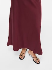VILA Red High Waisted Satin Midi Skirt - Image 2 of 3