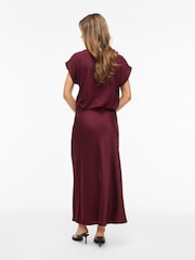 VILA Red High Waisted Satin Midi Skirt - Image 3 of 3