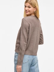 VILA Brown Long Sleeve Cropped Lightweight Cardigan - Image 2 of 4