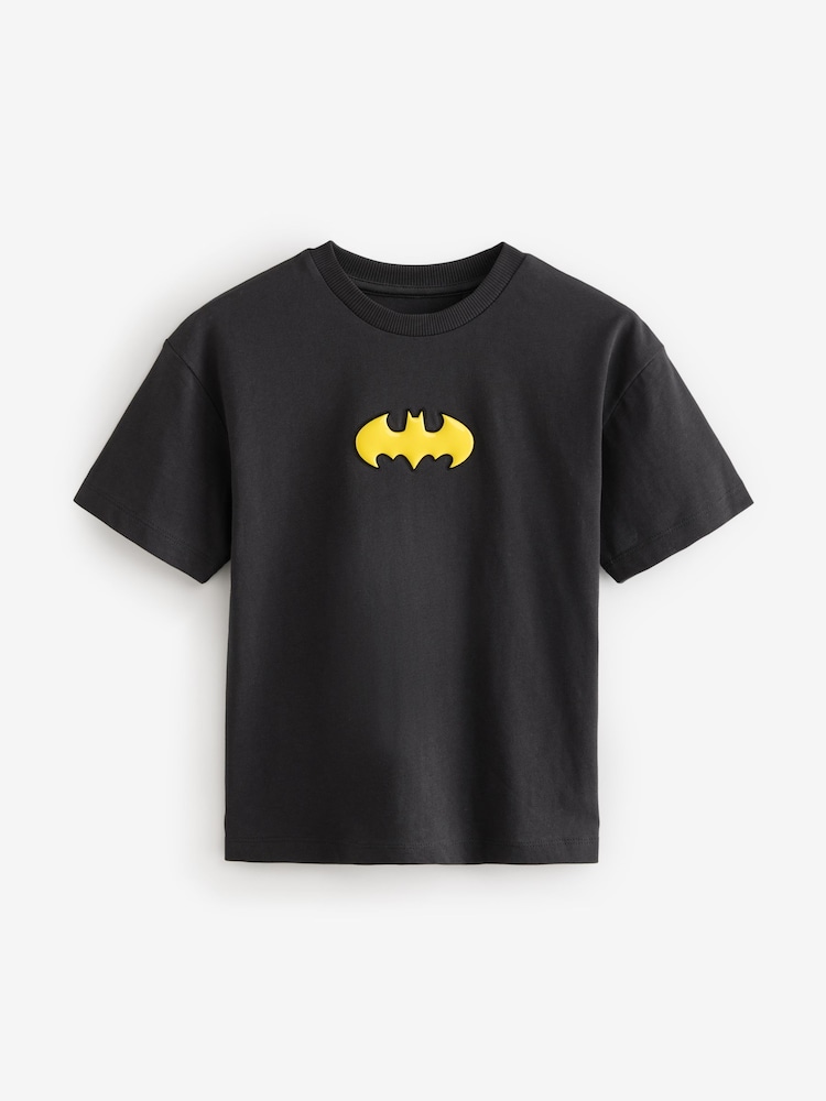 Black Licensed Batman Logo Appliqué T-Shirt (3-16yrs) - Image 1 of 3