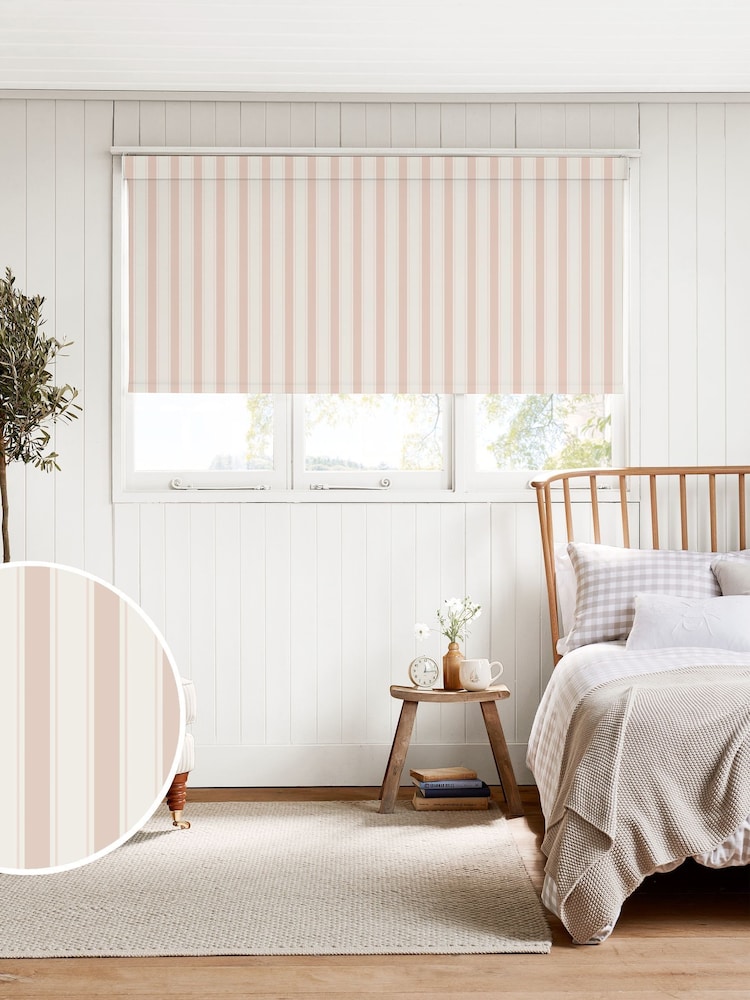 Sophie Allport Pink Oundle Stripe Made To Measure Roller Blinds - Image 1 of 6