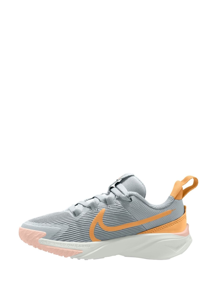 Nike Grey Orange Junior Star Runner 4 Trainers - Image 2 of 4