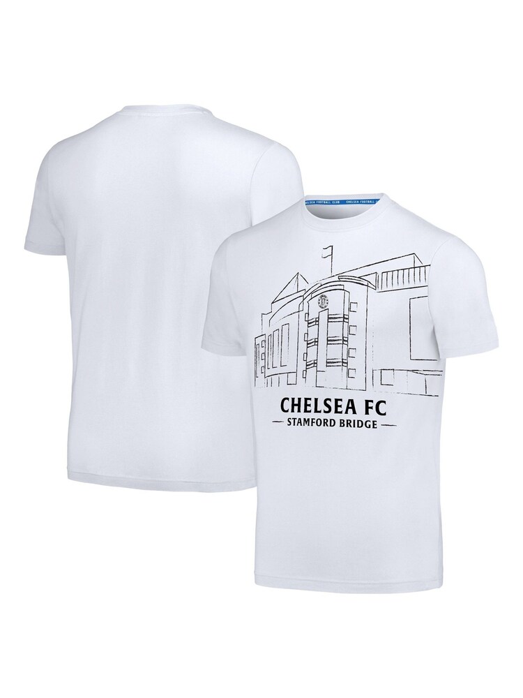 Fanatics Chelsea Stamford Bridge Graphic 100% Cotton White T-Shirt - Image 1 of 3 Fanatics Chelsea Stamford Bridge Graphic 100% Cotton White T-Shirt - Image 1 of 3