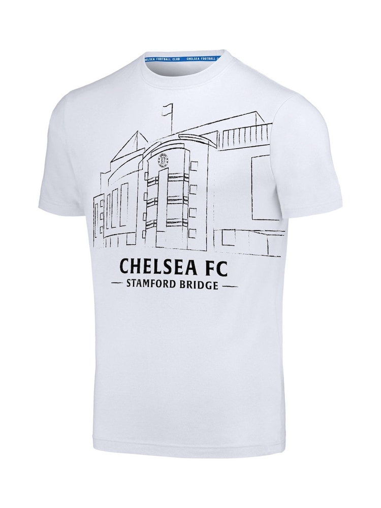 Fanatics Chelsea Stamford Bridge Graphic 100% Cotton White T-Shirt - Image 2 of 3