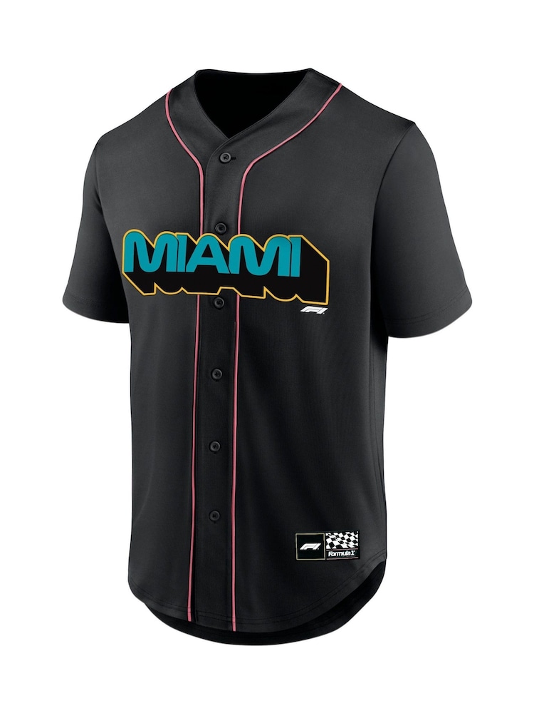 Fanatics F1 Formula 1 Miami Franchise Baseball Black Jersey - Image 2 of 3
