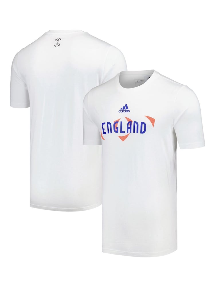 adidas White 100% Cotton Euro 2024 England T-Shirt - Image 1 of 3