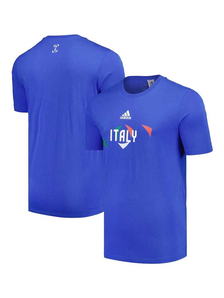 adidas Blue 100% Cotton Euro 2024 Italy T-Shirt - Image 1 of 3