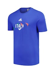 adidas Blue 100% Cotton Euro 2024 Italy T-Shirt - Image 2 of 3