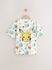 Weiss mit durchgehendem Muster - Pokémon Sequin Short Sleeve T-Shirt (4-16yrs) - Bild 1 von 4