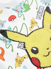 Weiss mit durchgehendem Muster - Pokémon Sequin Short Sleeve T-Shirt (4-16yrs) - Bild 3 von 4
