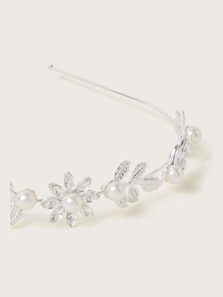 Monsoon Silver Jewel Flower Bridesmaid Headband - Image 2 of 2 Monsoon Silver Jewel Flower Bridesmaid Headband - Image 2 of 2