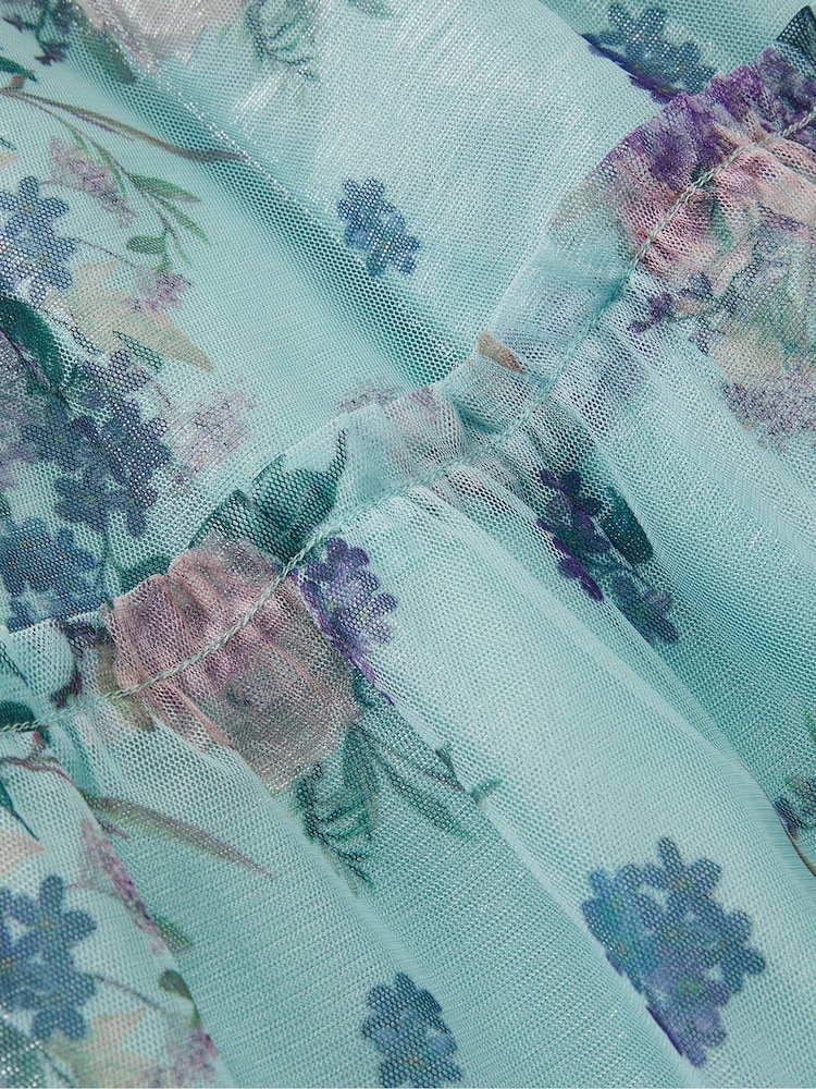 Monsoon Blue Vintage Floral Mesh Dress - Image 3 of 3