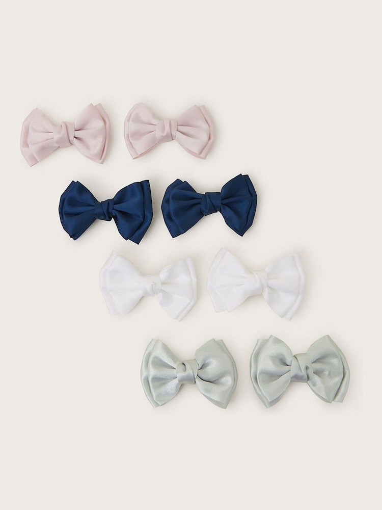 Monsoon Natural Satin Hair Bows 8 Pack - Image 1 of 2