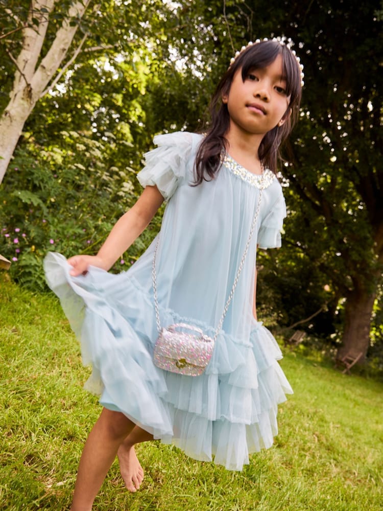 Monsoon Blue Alexandra Ruffle Swing Dress - Image 1 of 5