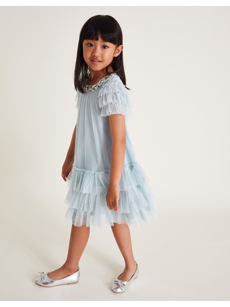 Monsoon Blue Alexandra Ruffle Swing Dress - Image 2 of 5