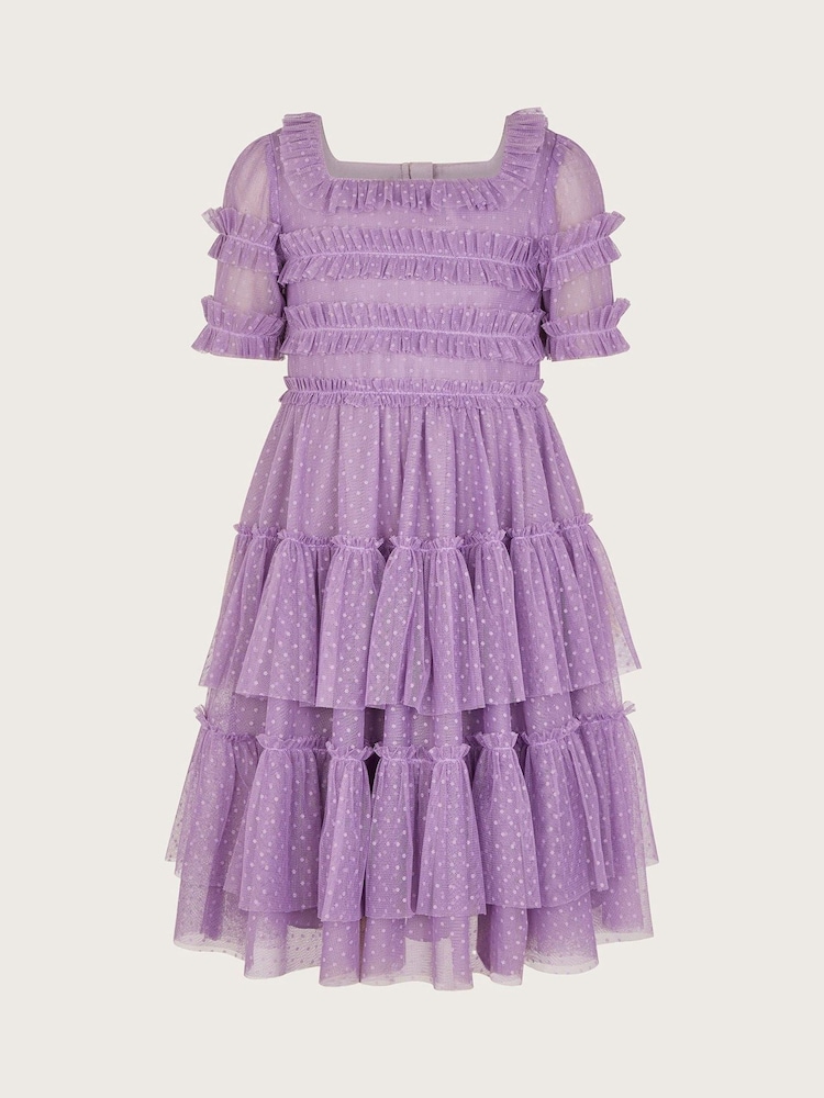 Monsoon Purple Ruffle Tiered Tulle Dress - Image 1 of 3