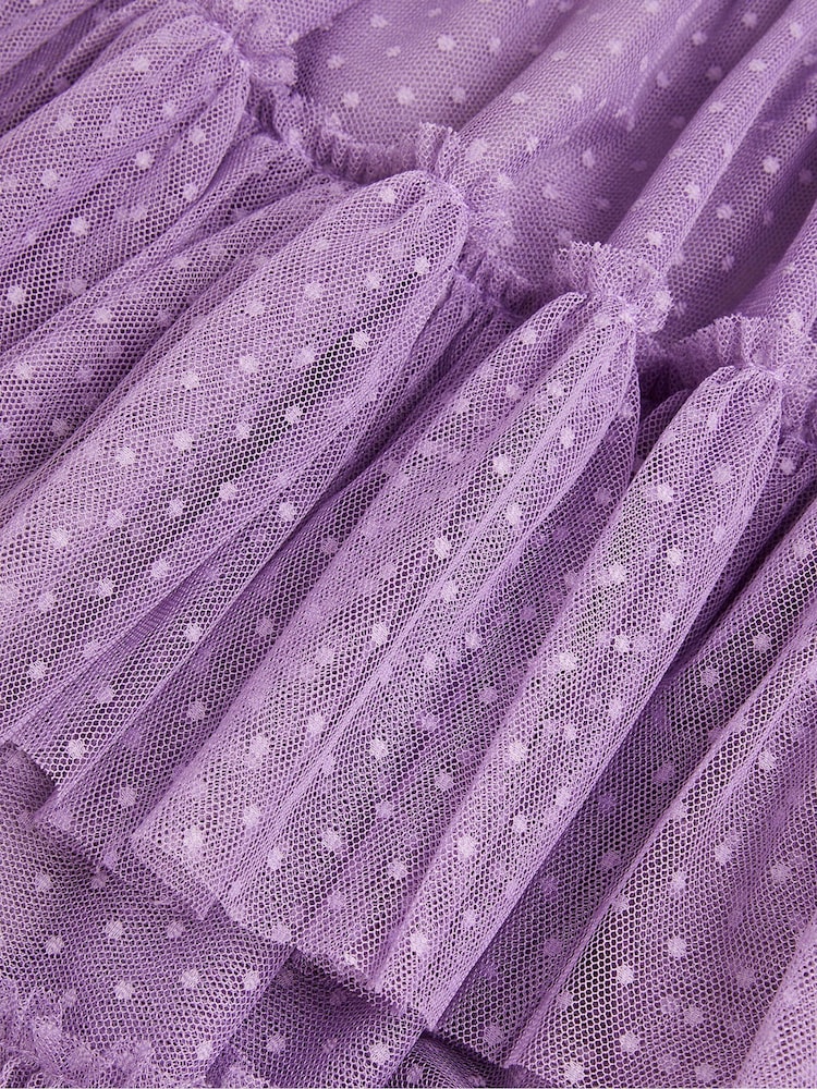 Monsoon Purple Ruffle Tiered Tulle Dress - Image 3 of 3