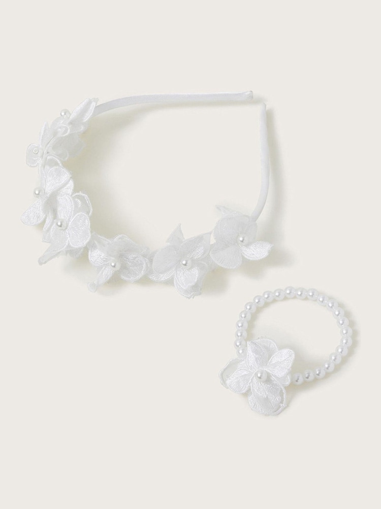 Monsoon Natural Lace Bridesmaid Headband and Bracelet Set - Image 1 of 2