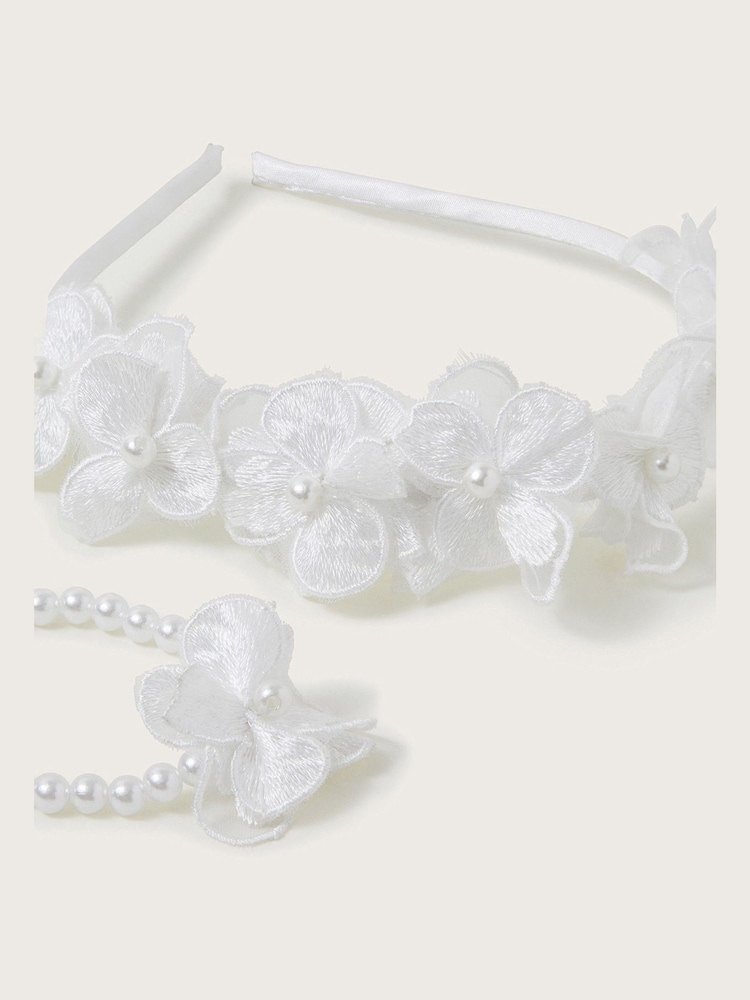 Monsoon Natural Lace Bridesmaid Headband and Bracelet Set - Image 2 of 2