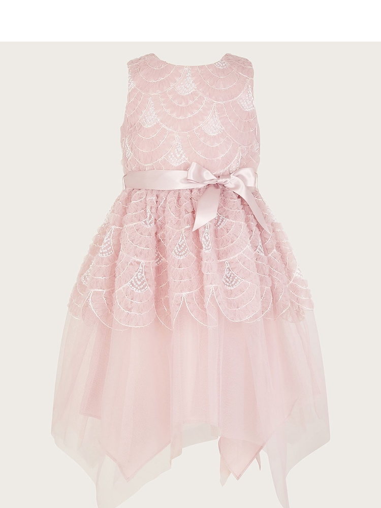 Monsoon Pink Scallop Embellished Tulle Dress - Image 1 of 3