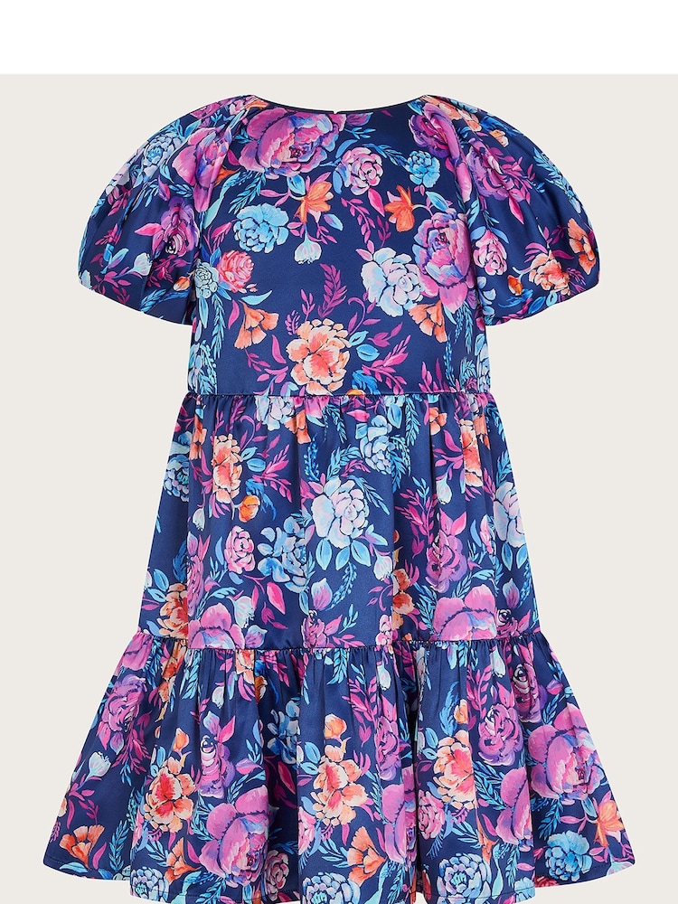 Monsoon Blue Floral Tiered Dress - Image 2 of 4