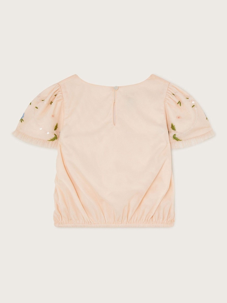 Monsoon Pink Tula Embellished Tulle Top - Image 2 of 3