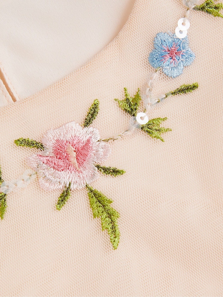 Monsoon Pink Tula Embellished Tulle Top - Image 3 of 3