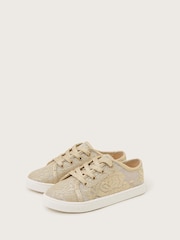Monsoon Gold Sparkle Lace Trainers - Image 1 of 3