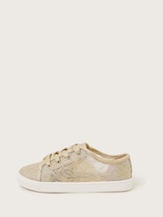 Monsoon Gold Sparkle Lace Trainers - Image 2 of 3