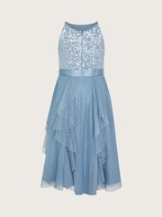 Monsoon Blue Sequin Waterfall Tulle Dress - Image 2 of 3