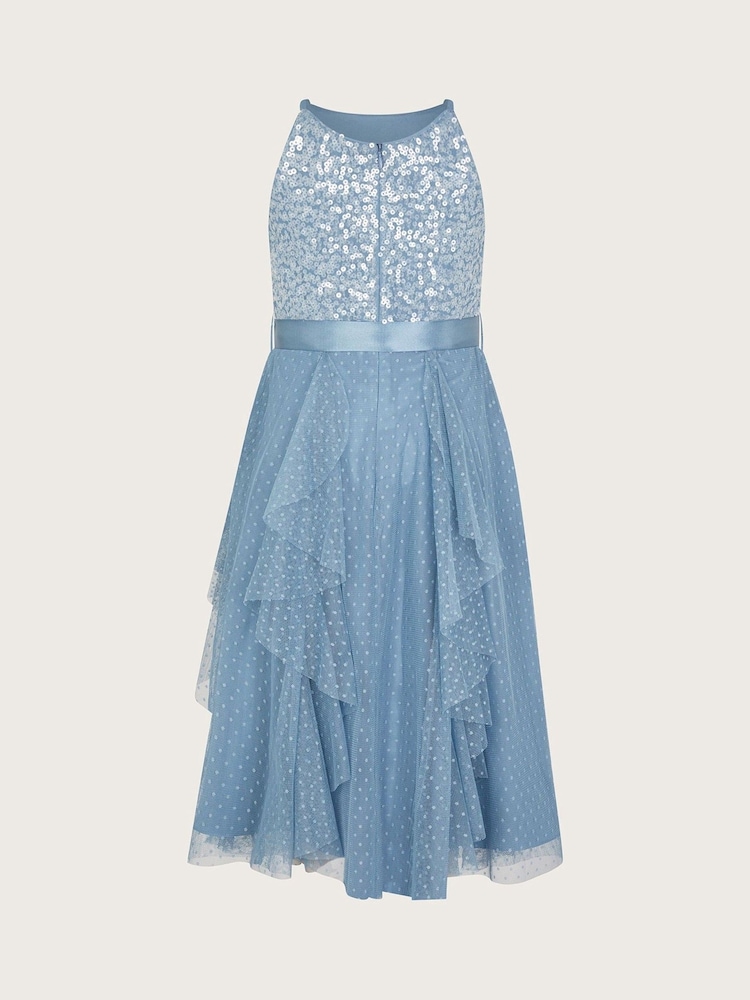 Monsoon Blue Sequin Waterfall Tulle Dress - Image 2 of 3