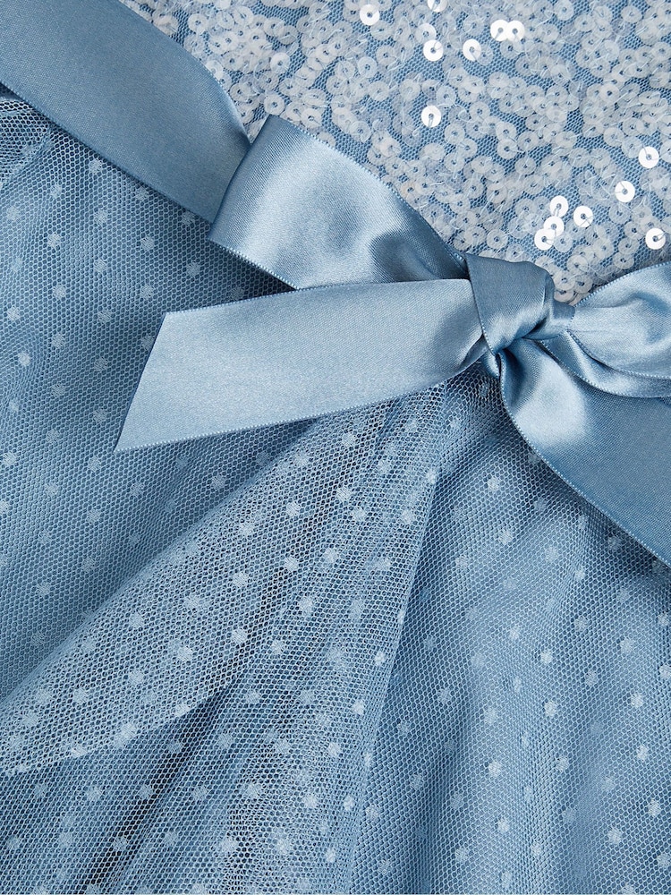 Monsoon Blue Sequin Waterfall Tulle Dress - Image 3 of 3