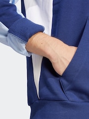 adidas Blue Seasonal Essentials Colourblock Hoodie - Image 5 of 6