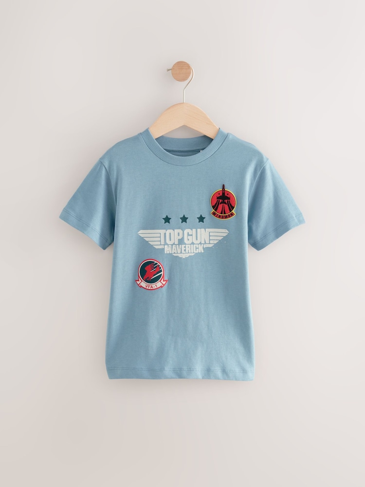 أزرق - تيشِرت قطن 100% مُزيّن بعبارة Top Gun (3 - 16 سنة) - صورة 1 من 4