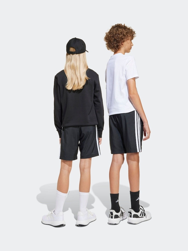 adidas Black 3 Stripe Woven Shorts - Image 2 of 8