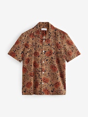 Orange Halloween Printed Short Sleeve Shirt with Cuban Collar - Image 6 of 8