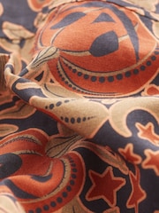 Orange Halloween Printed Short Sleeve Shirt with Cuban Collar - Image 8 of 8