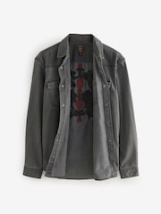 Black Denim Long Sleeve Embroidered 100% Cotton Shirt - Image 7 of 10