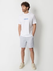 Threadbare Navy Elasticated Waist Seersucker 100% Cotton Shorts - Image 3 of 5